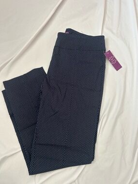 Eight Clovers Pull On Pants Navy White Pin Dot Polka Dots NWT Sz 14